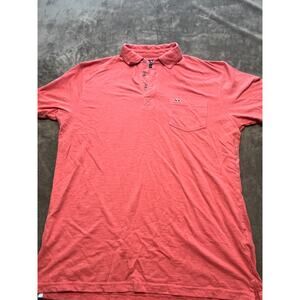 Fish Hippie Striped Red & White Striped Short Sleeve Polo Mens Large Pocket‎